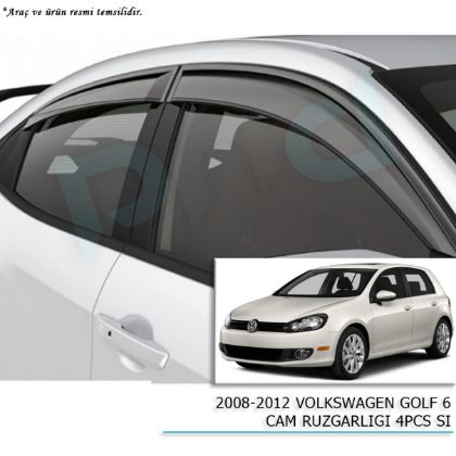 2008-2012 Volkswagen Golf 6 Cam Rüzgarlığı 4pcs Si resmi